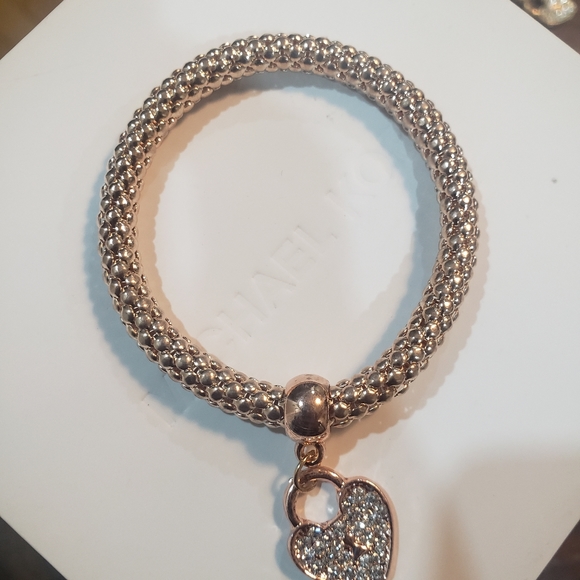 3pc/set Rhinestone Charm Bangle ❤ Heart bracelet Silver Gold & Rose gold - Picture 11 of 11